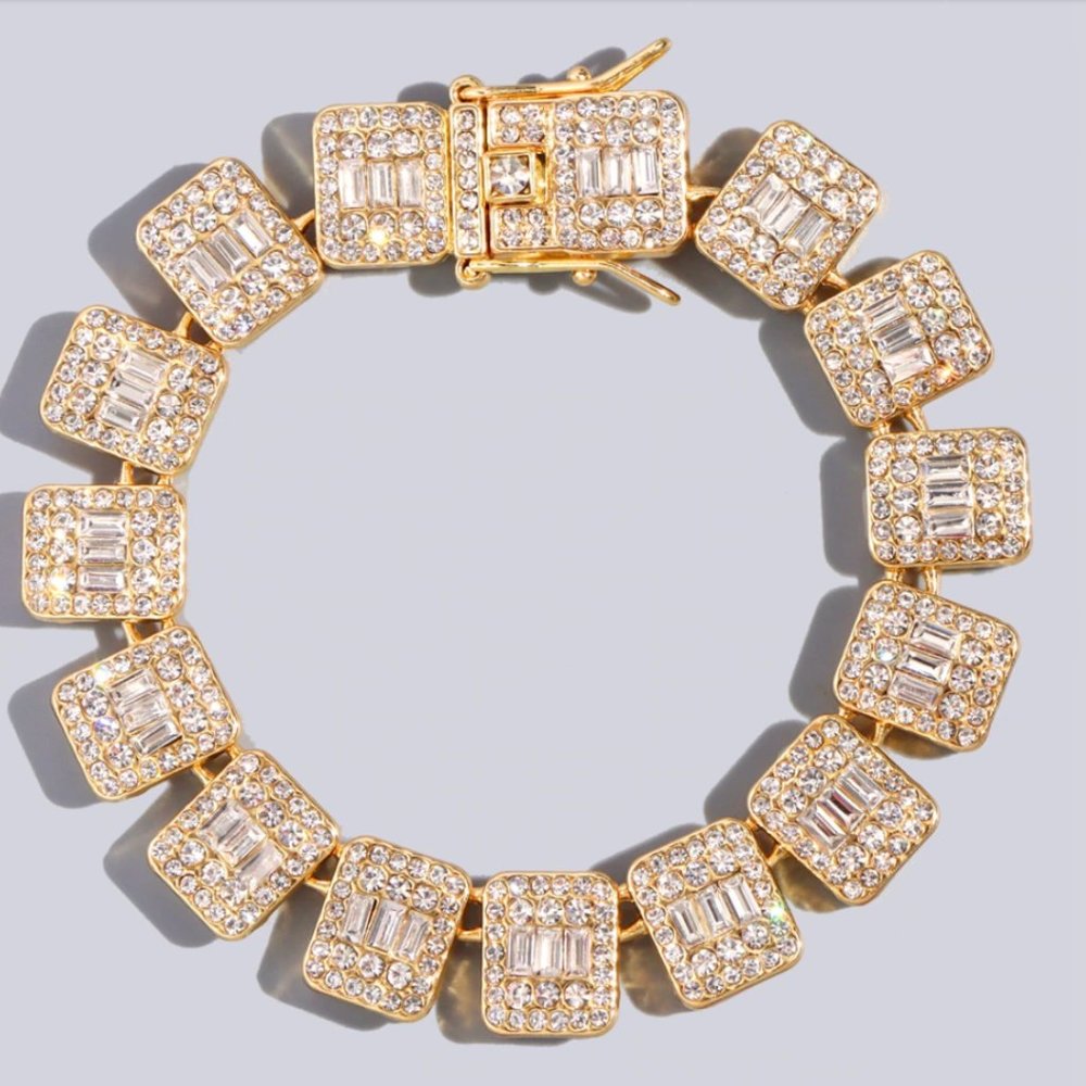 1pcs 8" Bracelet Emerald Crystals Square Box Chain